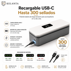 Sellador de Bolsas 2 en 1 con Cortador Oculto — Recargable USB-C